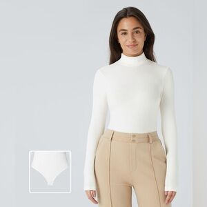 Halara Ribbed Knit High Neck Long Sleeve Work Bodysuit